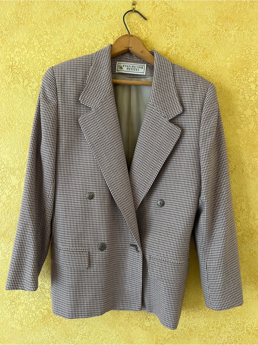 Evan Picone Houndstooth Double-Breasted Blazer and Skirt
